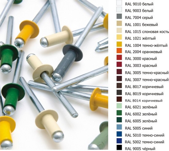 Заклепки окрашенные