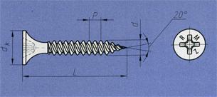 Шуруп для гипсокартонных плит двухзаходный (DRYWALL SCREW), черное фосфатирование  ТУ BY 400024166.009-2008