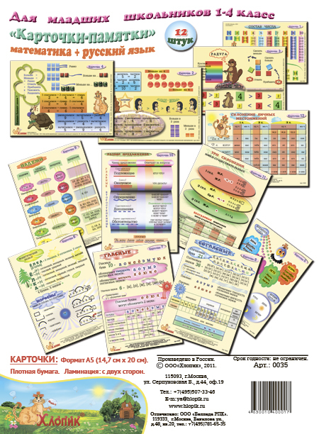 Карточки - памятки для младших школьников