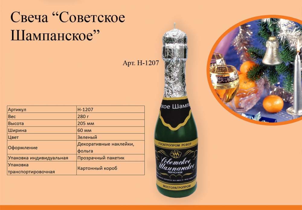 Новогодняя свеча Советское Шампанское