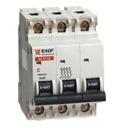 Выключатель автоматический 3п    3А  С 4,5kA ВА 47-63  (mcb4763-3-03C) EKF