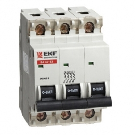 Выключатель автоматический 3п   50А  C 6 кА ВА 47-63  (mcb4763-6-3-50C)  EKF