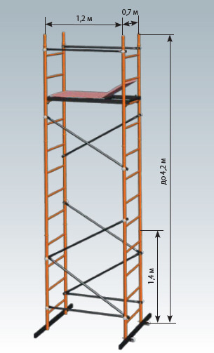 Вышка-тура КОМПАКТ, 0,7х1,2м, высота до 4,2м