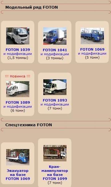 Грузовые автомобили FOTON