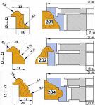 Комплект фрез для изготовления дверной обкладки(дверного штапика) № 201, 202, 204