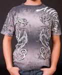 Футболка мужская Affliction Spiker Slither grey с драконами