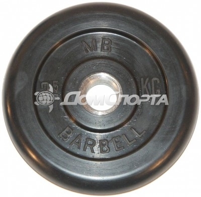 Диск обрезиненный, чёрного цвета, 31 мм, 2,5 кг MB Barbell MB-PltB31-2,5