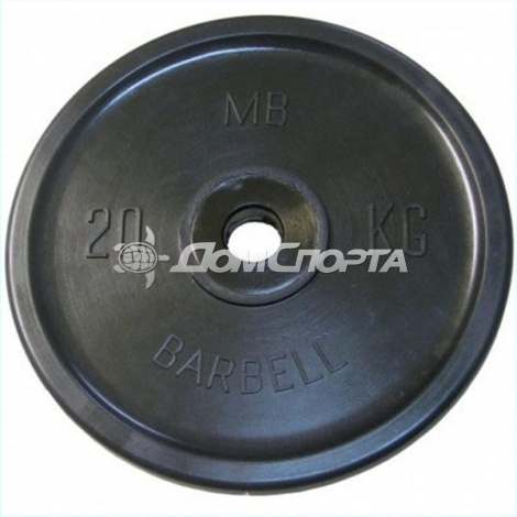 Диск обрезиненный, чёрный, евро-классик, 20 кг MB Barbell MB-PltBE-20