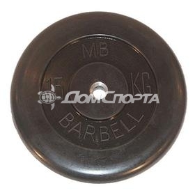 Диск обрезиненный, чёрного цвета, 31 мм, 15 кг MB Barbell MB-PltB31-15
