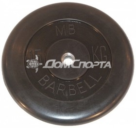 Диск обрезиненный 15 кг MB Barbell MB-PltB26-15