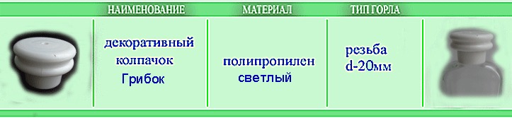 Декоративный колпачок Грибок резьба d 20 мм полипропилен светлый