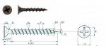 Саморез с крупной резьбой, головка потайная Phillips №2