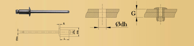 Заклепка стандартный бортик (нержавеющая сталь / нержавеющая сталь (А2/А2))