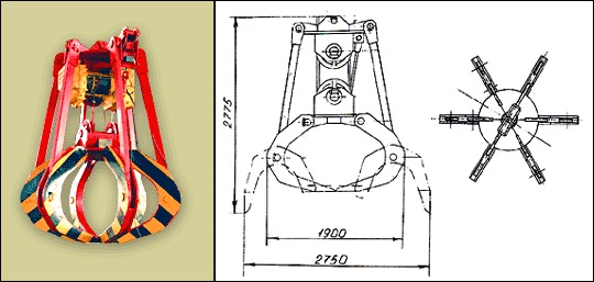 Грейфер многочелюстной канатный (моторный)