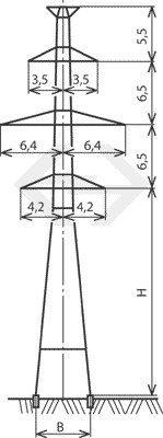 Промежуточные опоры напряжением 220 кВ типа П220